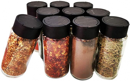 Kit 10 Potes Tempero De Vidro Tampa Dosadora Dupla + Brinde