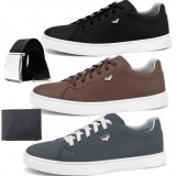 Kit Sapatenis Neway SW Preto, Marrom e Chumbo Com 1 Cinto e 1 Carteira – Dhl Calçados