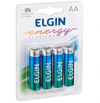 Kit Pilhas Alcalinas com 4X AA, Elgin, Baterias