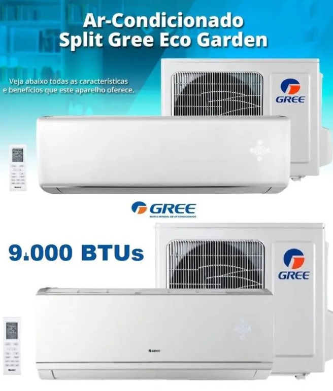 Ar-condicionado Split Gree 9.000 BTUs Quente/Frio – Eco Garden GWH09QB-D3NNB4A