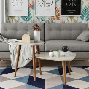 Kit 2 Mesas De Centro E Apoio Retrô Valentina