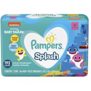 Lenço Umedecido Pampers Splash Baby Shark 192 Unidades
