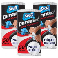 Pano de Limpeza Scott Duramax Reutilizável - 3 Pacotes com 58 Unidades Cada
