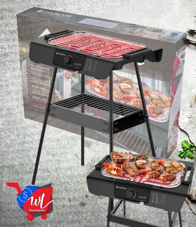 Churrasqueira Elétrica Cadence Grl860 Alta Grill Menu com Controle de Temperatura