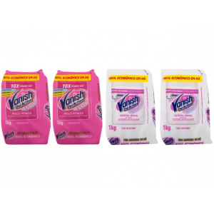 Kit Tira Manchas Vanish Oxi Action Crystal White - em Pó sem Cloro Refil 1Kg 2 Unidades + 2 Multi Power