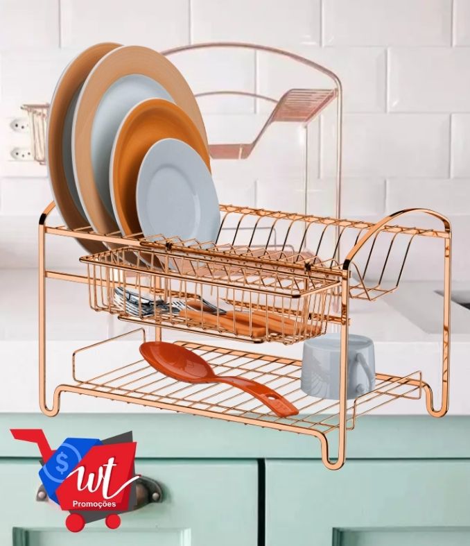 Escorredor de Loucas Duplo Future Rose Gold