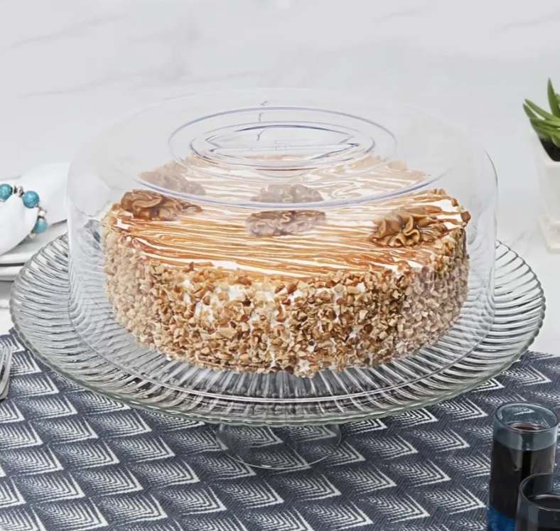 Boleira de Vidro Redonda com Tampa de Acrílico – Ruvolo Bari 32cm