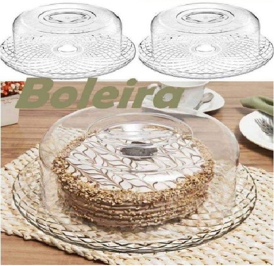 Boleira de Vidro Redonda com Tampa de Plástico – Ruvolo Bari 32cm