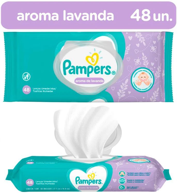 Lenços Umedecidos Pampers Aroma de Lavanda – 48 Unidades