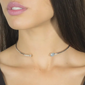 Choker Life Ágata Azul Calcedônia e Topázio Life My Stone