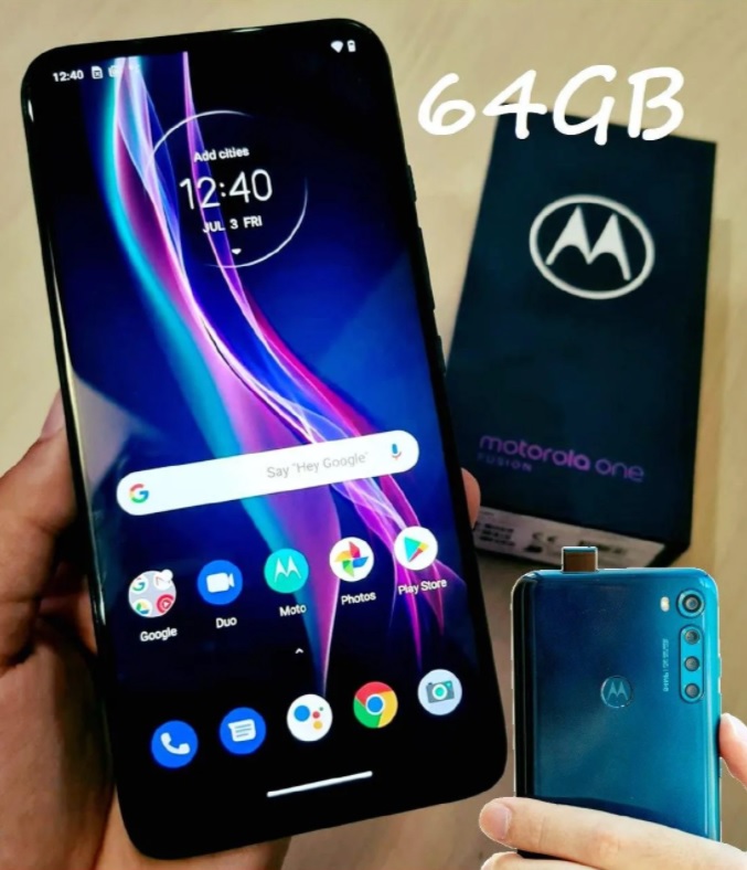 Smartphone Motorola One Fusion 64GB Azul Safira – 4G 4GB RAM Tela 6,5” Câm. Quádrupla + Selfie 8MP