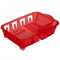 Escorredor De Louça Plástico, Com Porta Talheres, Transparente ou Vermelho, Sanremo