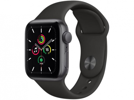 Apple Watch SE 40mm Cinza-espacial GPS – Pulseira Esportiva Preta