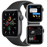 Apple Watch SE 40mm Cinza-espacial GPS – Pulseira Esportiva Preta