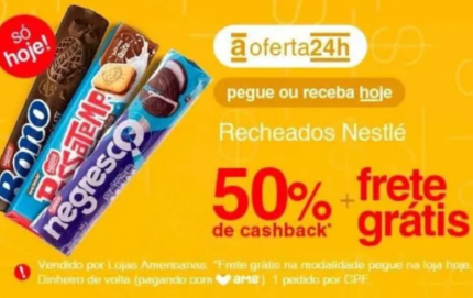 Biscoitos Nestlé com 50% de retorno pagando via AME