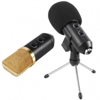 Microfone condensador USB estúdio BM100FX pedestal articulado GT648 - Lorben