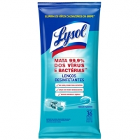 Lenços Desinfetantes Lysol - Frescor Marítimo 36 Unidades, Lysol, Azul, Pacote De 36
