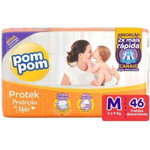 Fralda PomPom Protek Proteção de Mãe - M - 46 Unidades