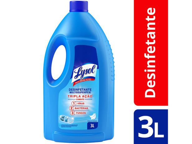 Desinfetante Líquido Lysol Líquido Pureza do Algodão 3L, Lysol, Azul
