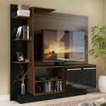 Estante Home Theater P/TV Até 55 Pol. Denver Multimóveis Duna Acetinado Com Preto Brilho