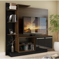 Estante Home Theater para TV Até 55 Pol. Denver Multimóveis Duna Acetinado Com Preto Brilho