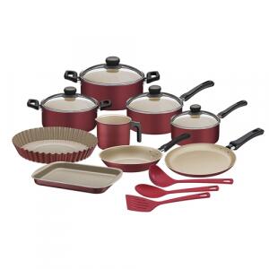 Jogo De Panelas Antiaderente Tramontina 20297703 Caribe 12 Peças Vermelho