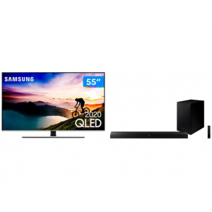 Combo Smart TV 4K QLED 55” Samsung Q70TA Wi-Fi - Pontos Quânticos + Soundbar com Subwoofer Wireless
