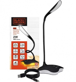 Luminária de Mesa de LED Black+Decker – com 3 Intensidades Eco