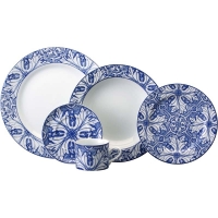 Aparelho De Jantar Azulejo 42 Peças - Schmidt - Branco / Azul