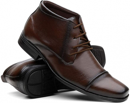 Sapato Social Masculino Cano Médio Em Couro Super Confortável