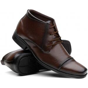 Sapato Social Masculino Cano Médio em Couro - Capuccino