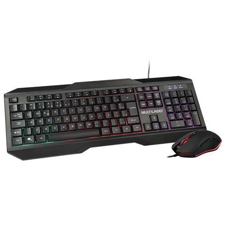 Warrior TC239 Combo Teclado e Mouse Gamer 2400 dpi com Fio e Indicadores de LED Multilaser, Preto