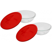 Conjunto de Bowls Pyrex Smart Essentials com Tampa Plástica Vermelha - 2 Peças