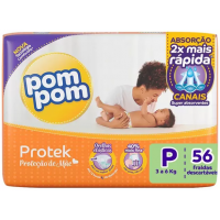 6 Pacotes Fralda Pom Pom Protek Proteção de Mãe Mega - P 56 Unidades cada