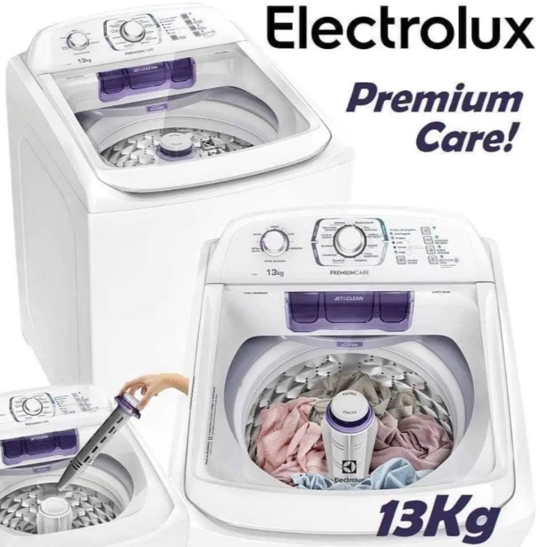 Máquina de Lavar 13Kg Electrolux Branca Premium Care Silenciosa, Cesto inox e Jet&Clean (LPR13)