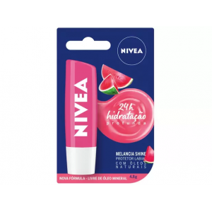 3 Unidades de  Protetor Labial Nivea Melancia Shine 4,8g cada