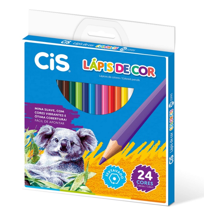 Lápis de Cor Sextavado, CiS, Plastic, 45.1300, 24 Cores