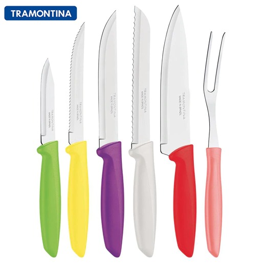 Conjunto de Facas e Garfo Trinchante Tramontina em Inox e Polipropileno Plenus – 6 Peças