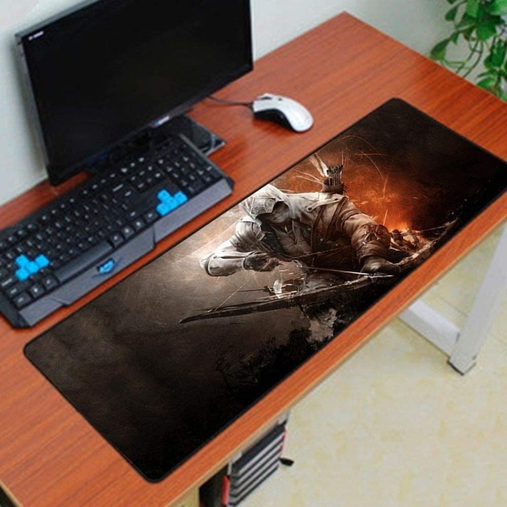 Mouse Pad Gamer Grande 70x35cm Borda Costurada Base Antiderrapante Assassino Exbom MP-7035A06