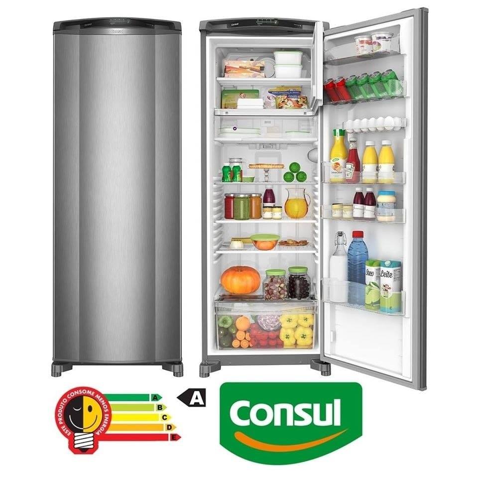 Geladeira Consul Frost Free 342 litros cor Inox com Gavetão Hortifruti