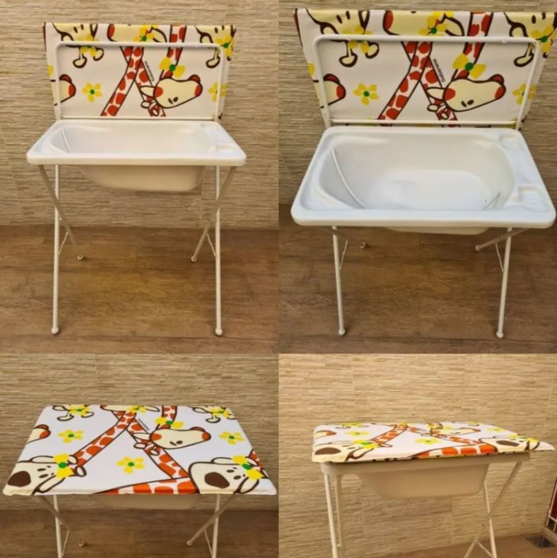 Banheira de Bebê Galzerano com Suporte e Trocador – Standard Girafa Dobrável 20kg