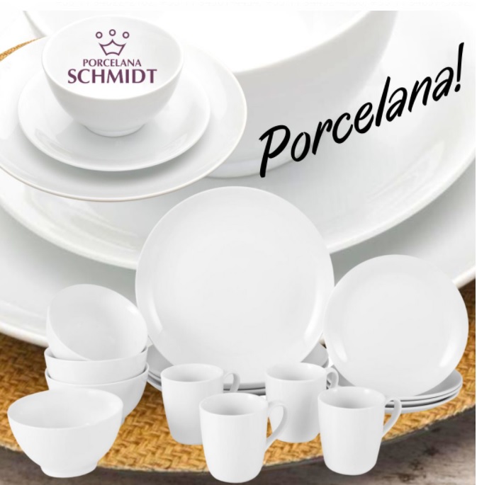 Aparelho de Jantar 16 Peças Schmidt Porcelana – Redondo Branco Universal
