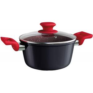 Caçarola Euro ColorStone Antiaderente com Tampa de Vidro 20cm Titânio