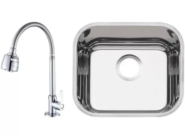 Cuba para Cozinha Tramontina Inox Retangular – 40x34cm + Torneira para Cozinha de Mesa Gourmet