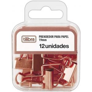 Prendedor de Papel 19mm Ouro Rose 12 Unidades - Tilibra