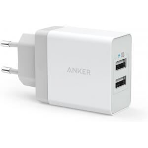 Carregador de tomada PowerPort - 2 portas USB - Potência de 24W - Branco