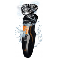 Barbeador Elétrico Mallory Sensitive Derma Care Bivolt Preto e Laranja