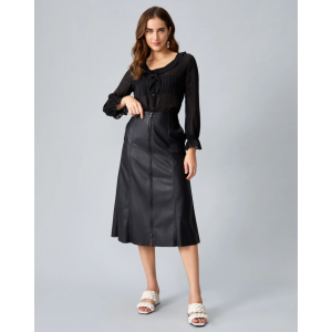 Saia Midi Leather Recortes