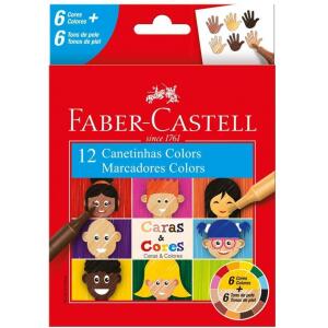 Canetinha Faber-Castell Caras & Cores 15.0112CCZF - 6 Cores + 6 Tons de Pele