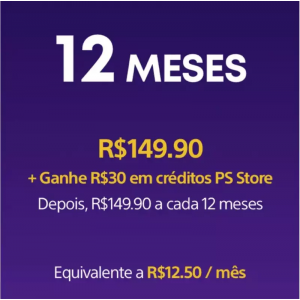 Adquira Assinatura PS Plus 12 Meses e Ganhe R$30 na Carteira da PSN